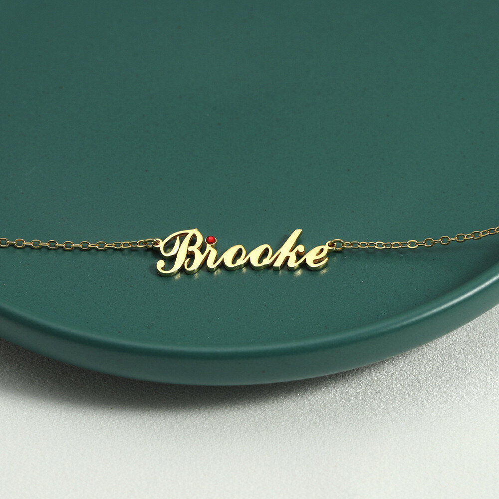 name necklace with birthstone CVN17-7