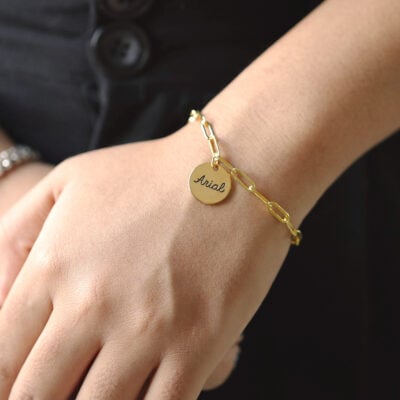 Disc Paperclip Bracelet Cvb12 7